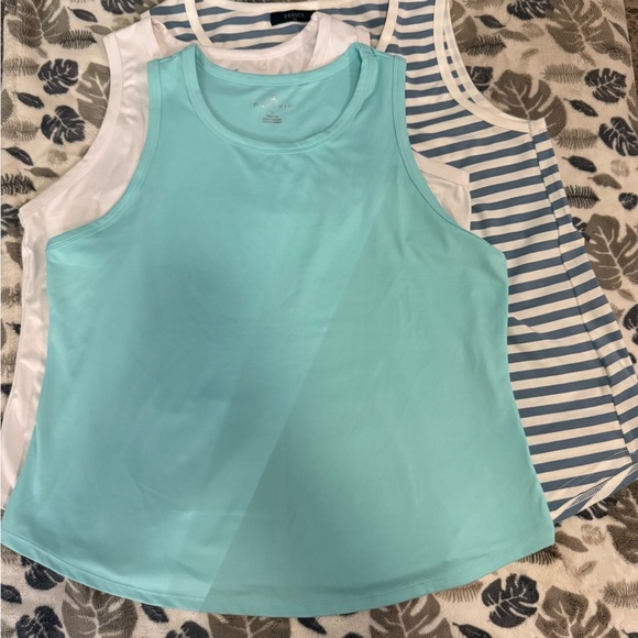 Danskin Tops - Two Danskin Women's Tank Tops - Aqua and White (Bonus-Free blue and white tank)